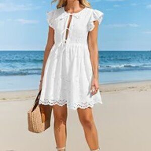 White Dress Cupshe eyelet bows